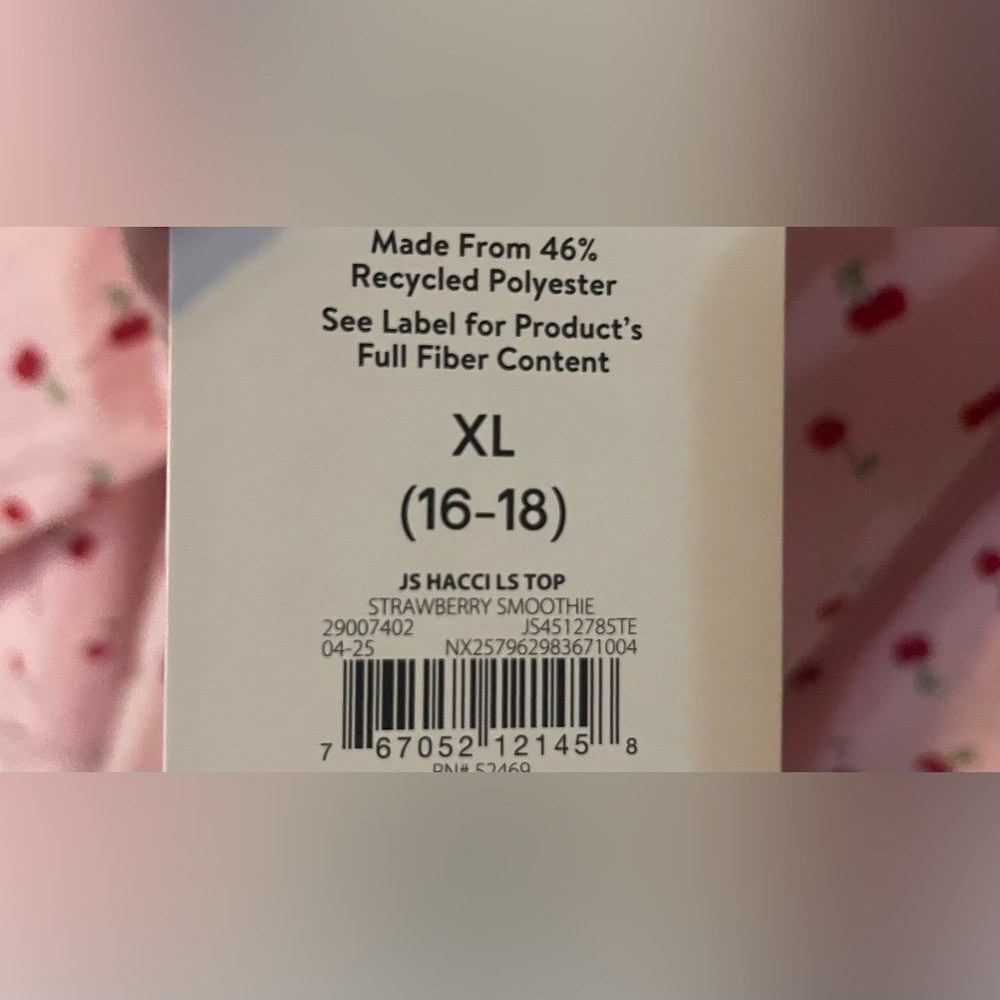 Joyspun Cherry Hacci Knit Sleep Lounge Top XL 16-18 Pink Strawberry Smoothie NWT - Picture 12 of 12